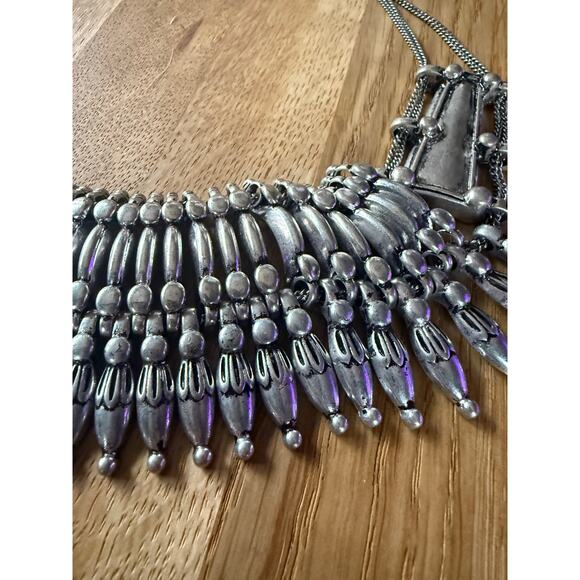 Handcrafted Tharu People Silver Alloy Multi-string Chain Bib Necklace - Picture 3 of 7